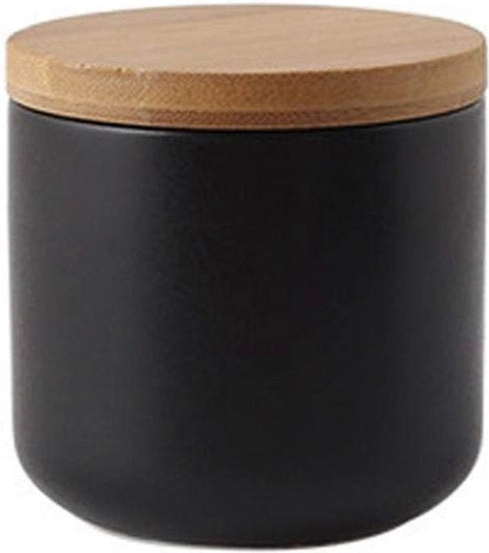 Contenitore di conservazione alimentare con coperchio in legno a tenuta di aria, contenitore di conservazione alimentare ceramico, contenitore di conservazione alimentare per caffè, zucchero, tè, spezie, ecc. (bianco, 1000 ml)