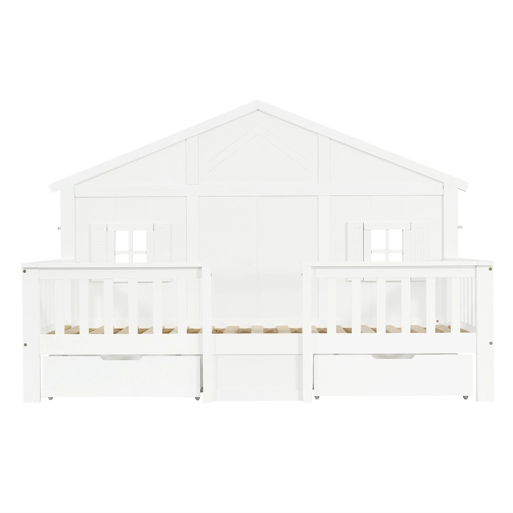 Letto Singolo in Pino con Cassetti e Doghe ¨C MINIMAL ¨C Bianco 90x200