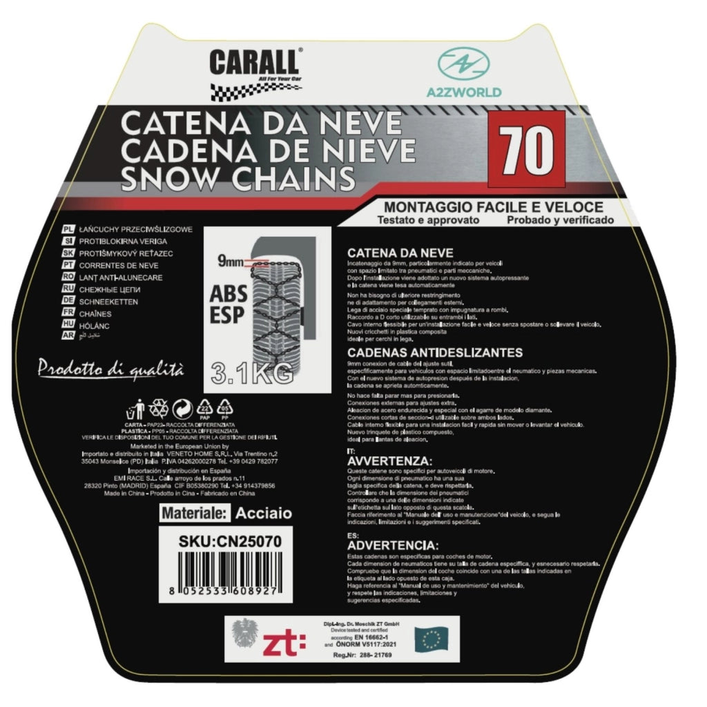Catena Da Neve 9mm KNS70 Gruppo 70 Omologato ONORM V5117