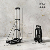 Carrello Portapacchi Pieghevole 40kg Maniglia Telescopica in Alluminio e Plastica Nero