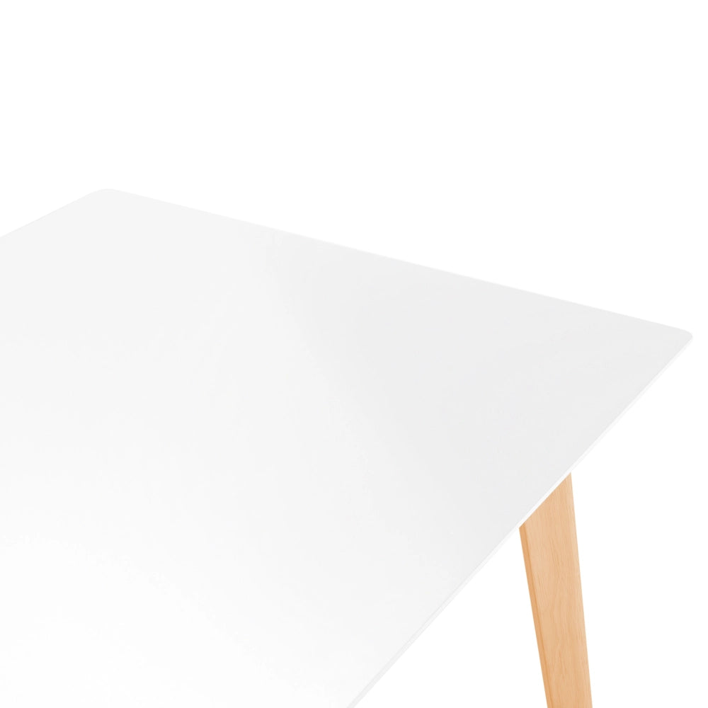Tavolo da pranzo bianco 120/155 x 80 cm allungabile a goccia gambe in legno scandinavo minimalista