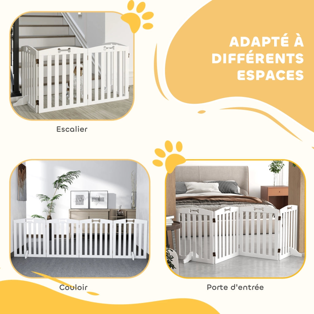 Barriera per cani pieghevole ¨C zephmum ¨C bianco 207.5x30x61 cm