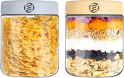 Set di contenitori per overnight oats in vetro a mason con coperchio - 3 pezzi - 250ml - 300ml - 400ml