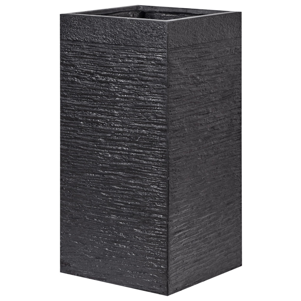 Vaso per fiori Fioriera alta in argilla in fibra nera quadrata 40 x 40 x 77 cm Accessori da giardino per interni ed esterni