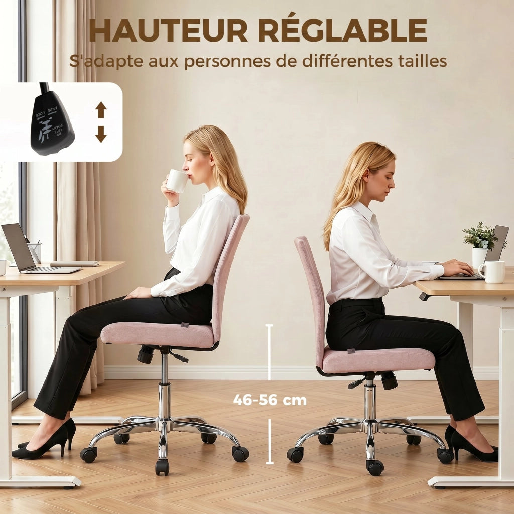 Sedia da ufficio girevole 360¡ã ¨C Xylo ¨C Altezza regolabile, senza braccioli, rosa