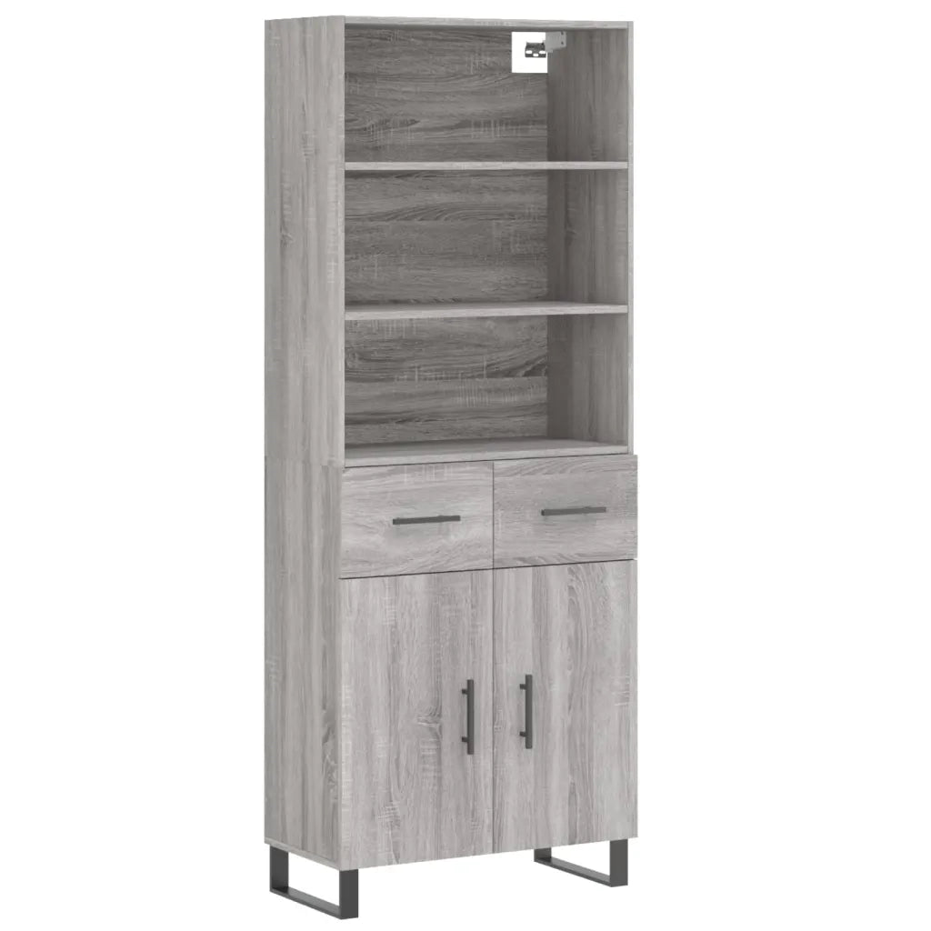Credenza-Buffet-Armadio da cucina Grigio Sonoma 69,5x34x180 cm in Legno Multistrato 624227