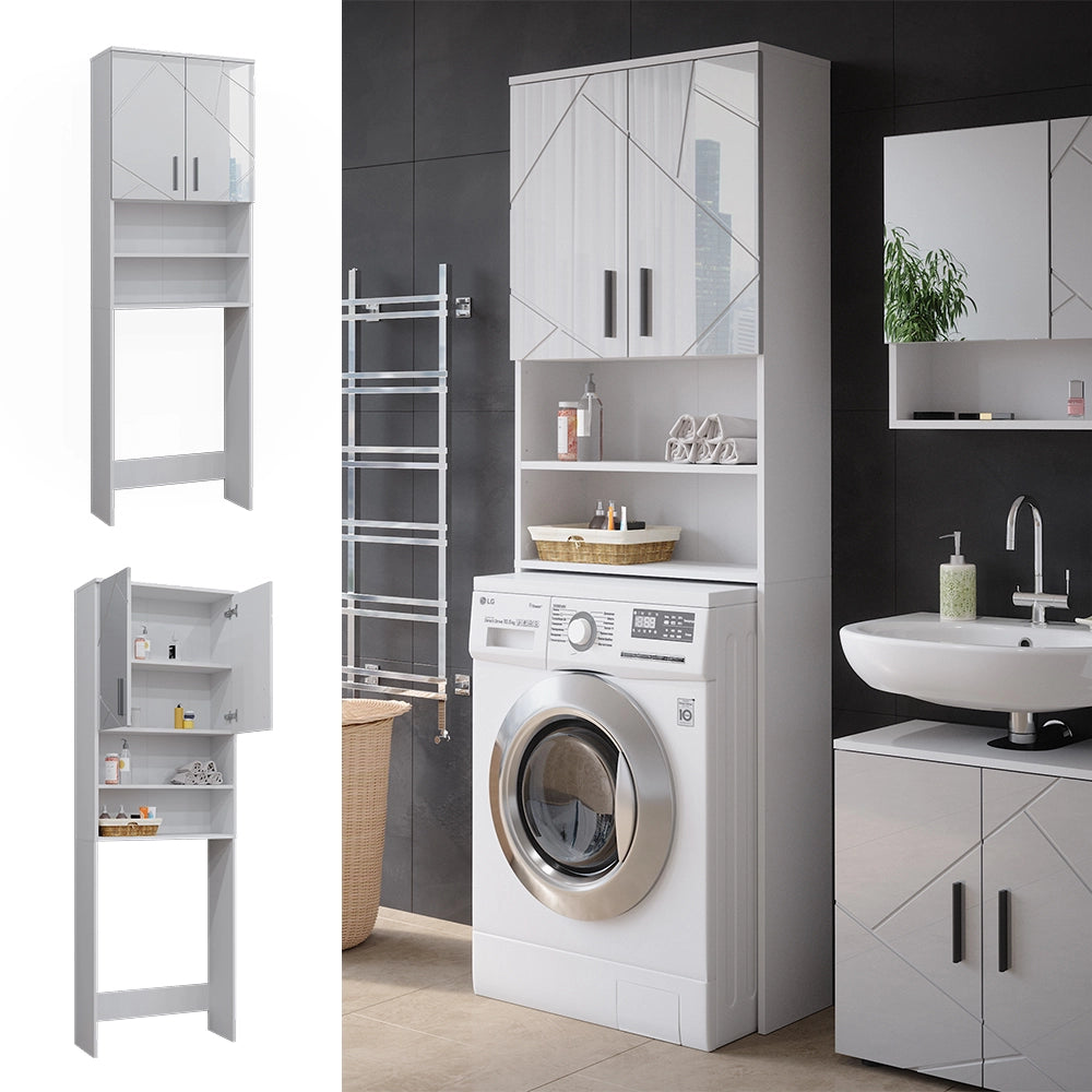 Vicco Mobiletto per lavatrice Bianco lucido 64 x 190.5 cm