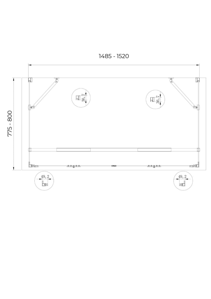 Box doccia a 3 lati con ingresso libero apertura centrale totale a libro pieghevole e due pareti laterali 77,5-80 Fisse + Porta 148,5-152