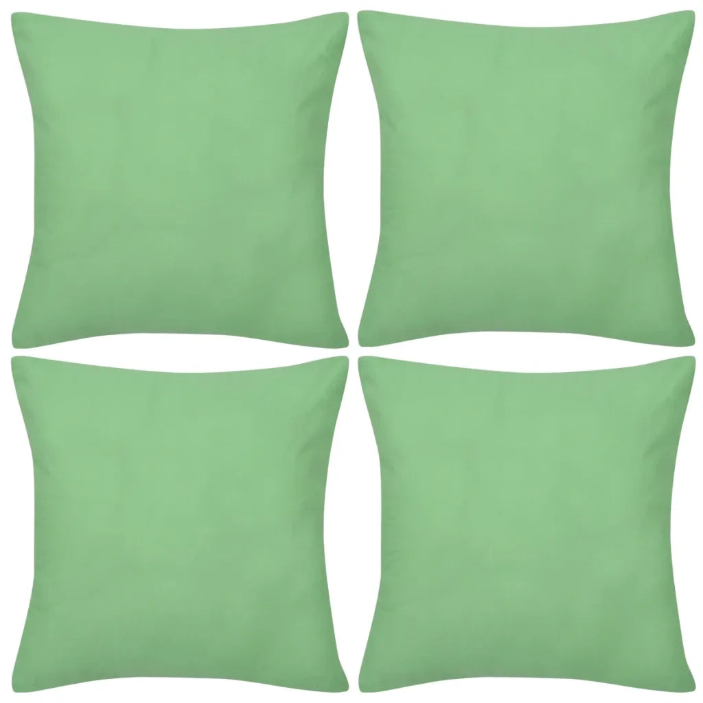 Federe 4 pz per Cuscini in Cotone Verde Mela 40 x 40 cm