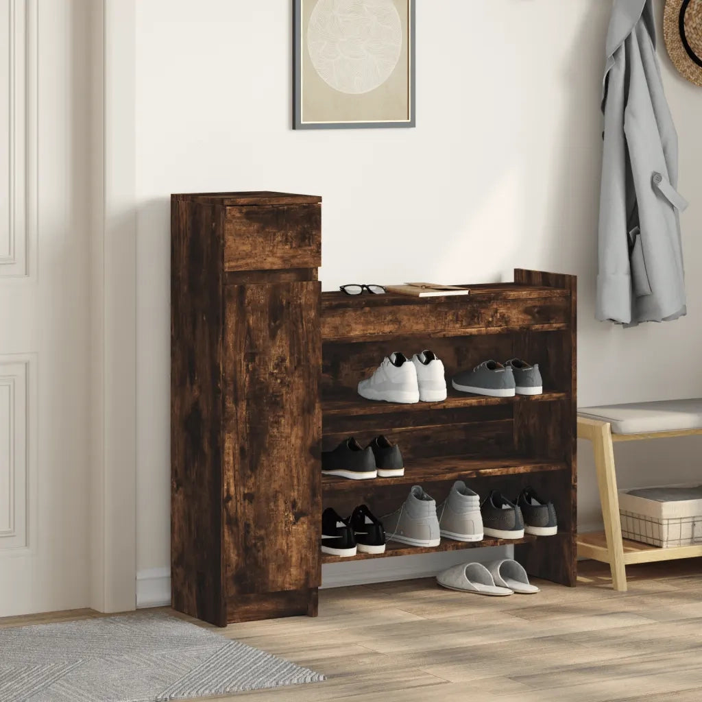 Scarpiera | Mobile per scarpe Rovere Fumo 100,5x28x100 cm in Legno Multistrato