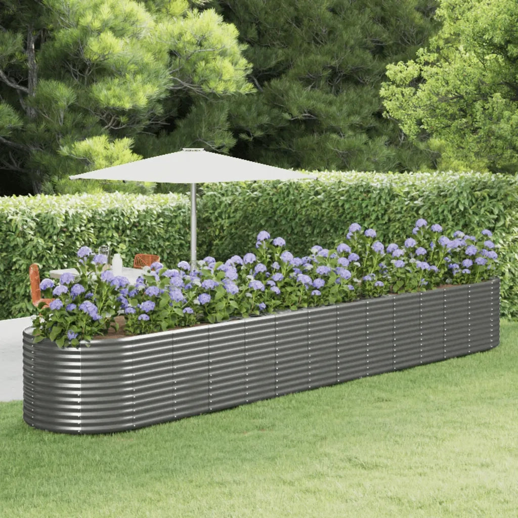 Fioriere | Cassetta per fiori | Letto Giardino Acciaio Verniciato Polvere 554x100x68cm Grigio