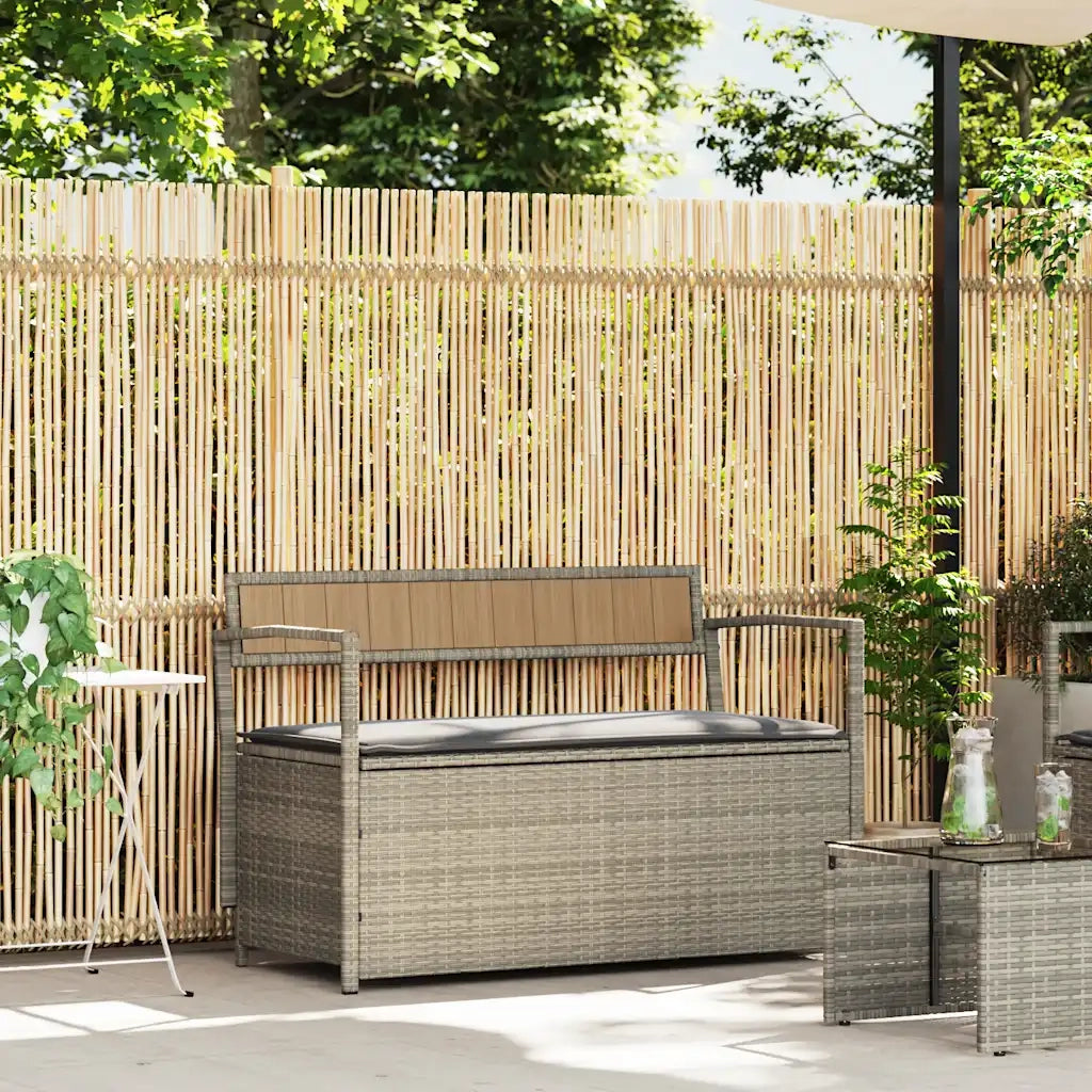 Panca Portaoggetti da Giardino con Cuscino-Sgabello-Panca con Contenitore in Polyrattan 927787