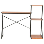 Scrivania | Tavolo da Ufficio con Ripiano Nera e Marrone 116x50x93 cm
