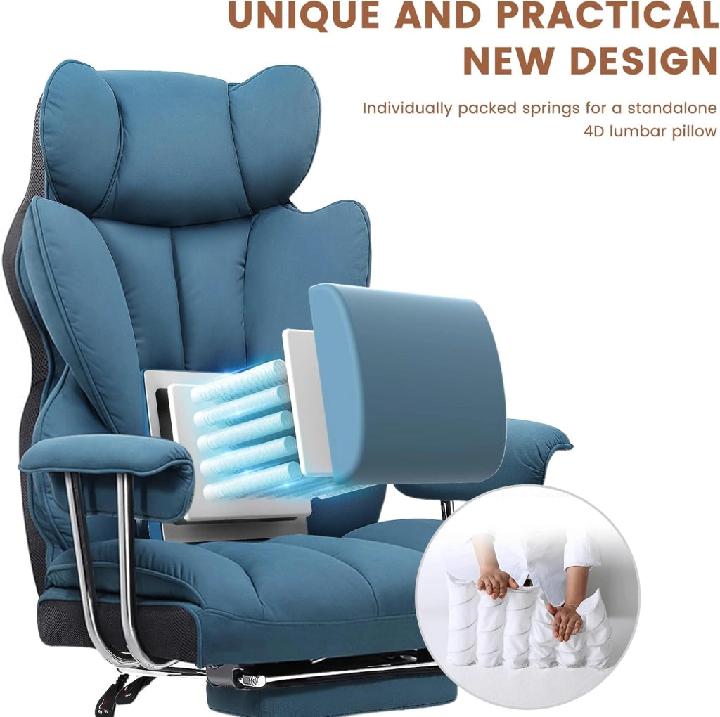 Sedia Gaming Ergonomica Sedia da Gaming Reclinabile Sedia Ufficio con Poggiapiedi Sedia Gamer Schienale Regolabile per Lavoro e Gioco Blu