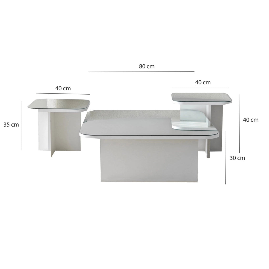 Pagliara, Tavolino da Salotto Modulabile, 80x80x30h cm Bianco