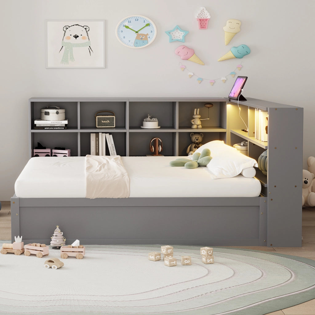 Letto sofa multifunzione legno grigio 90x200 cm