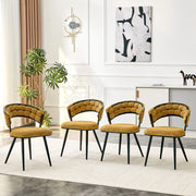 Sedia da sala da pranzo Set da 2 con Schienale Avvolgente Ergonomico, Gambe in Metallo, Velluto Giallo e Nero