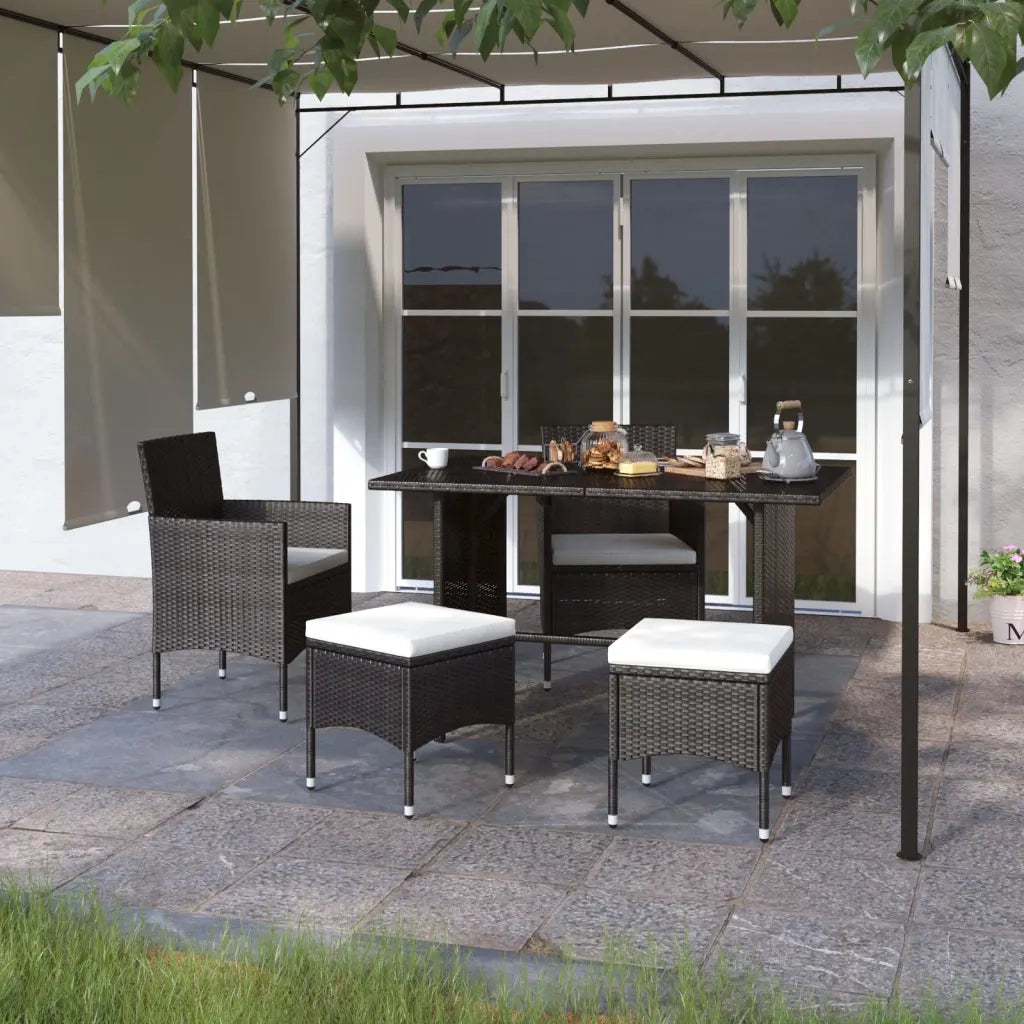 Set Sedie da Giardino con Poggiapiedi 4 pz | Sedie da Esterno in Polyrattan Nero