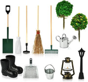 Set di accessori per giardino miniatura con tema dei gnomi - 11 pezzi di set di giardino dei gnomi - Mobili da giardino verdi accessori per casa dei bambini - Stivali dei gnomi - Accessori per giardino dei gnomi per giardino miniatura - 13 pezzi.