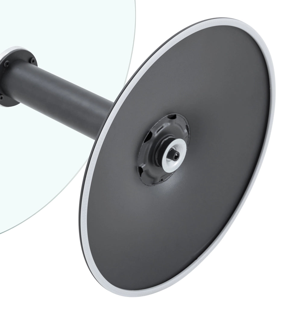 Tavolino da caffè rotondo in vetro e metallo nero da 70 cm