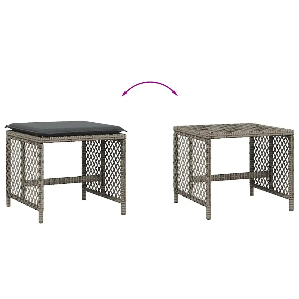Sgabelli Giardino con Cuscini 4 pz Grigi 41x41x36cm Polyrattan CFW4459813