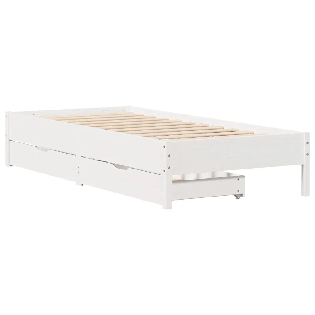 Letto senza Materasso Bianco 90x190 cm in Legno Massello Pino 3301732