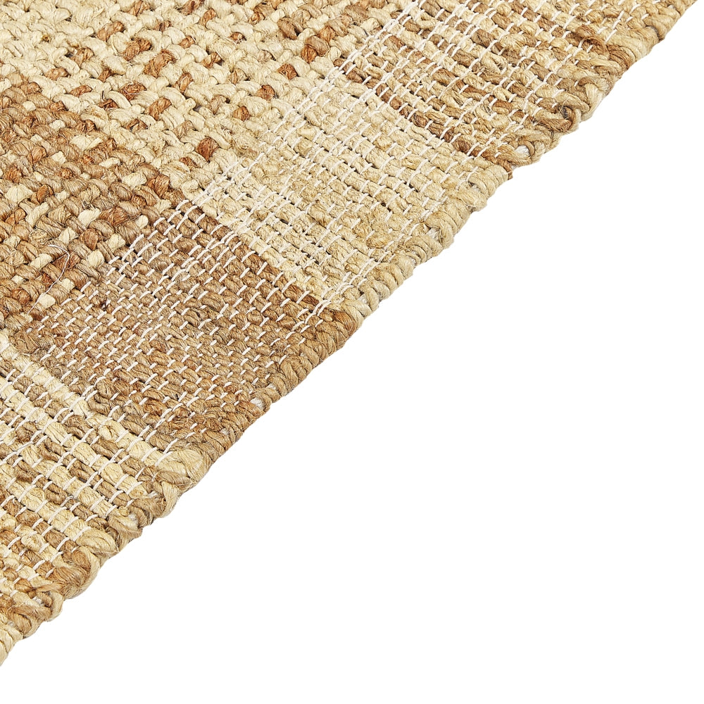 Tappeto juta beige 80 x 150 cm con nappe motivo geometrico intrecciato fatto a mano stile boho per soggiorno camera da letto