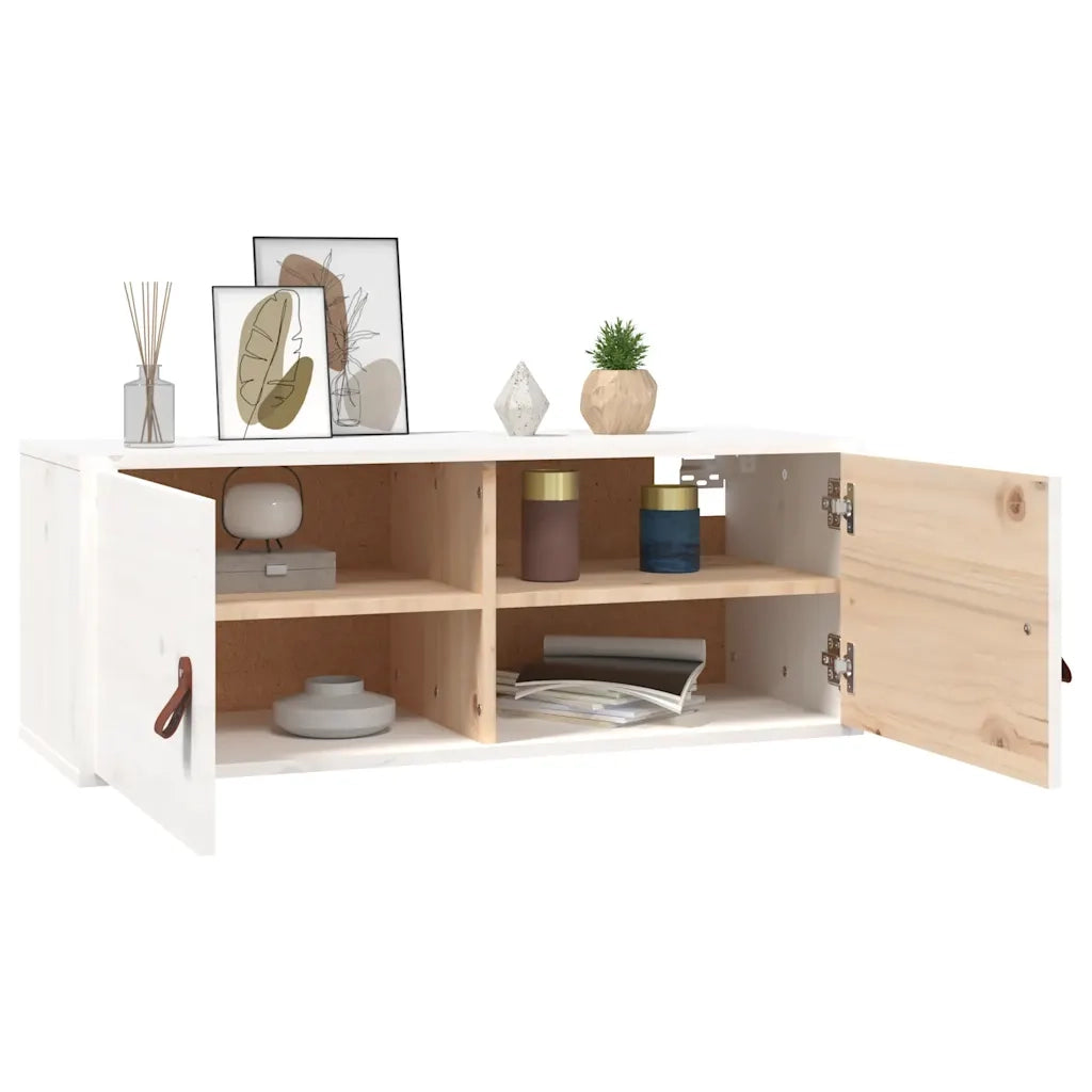 Pensile Bianco 80x30x30 cm in Legno Massello di Pino 818377