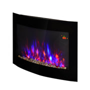 EasyComfort Caminetto Elettrico da Parete con Effetto Fiamma Colorato e Telecomando, Camino Elettrico 1800W con Temperatura Regolabili, Termostato, Timer e Protezione da Surriscaldamento, Nero