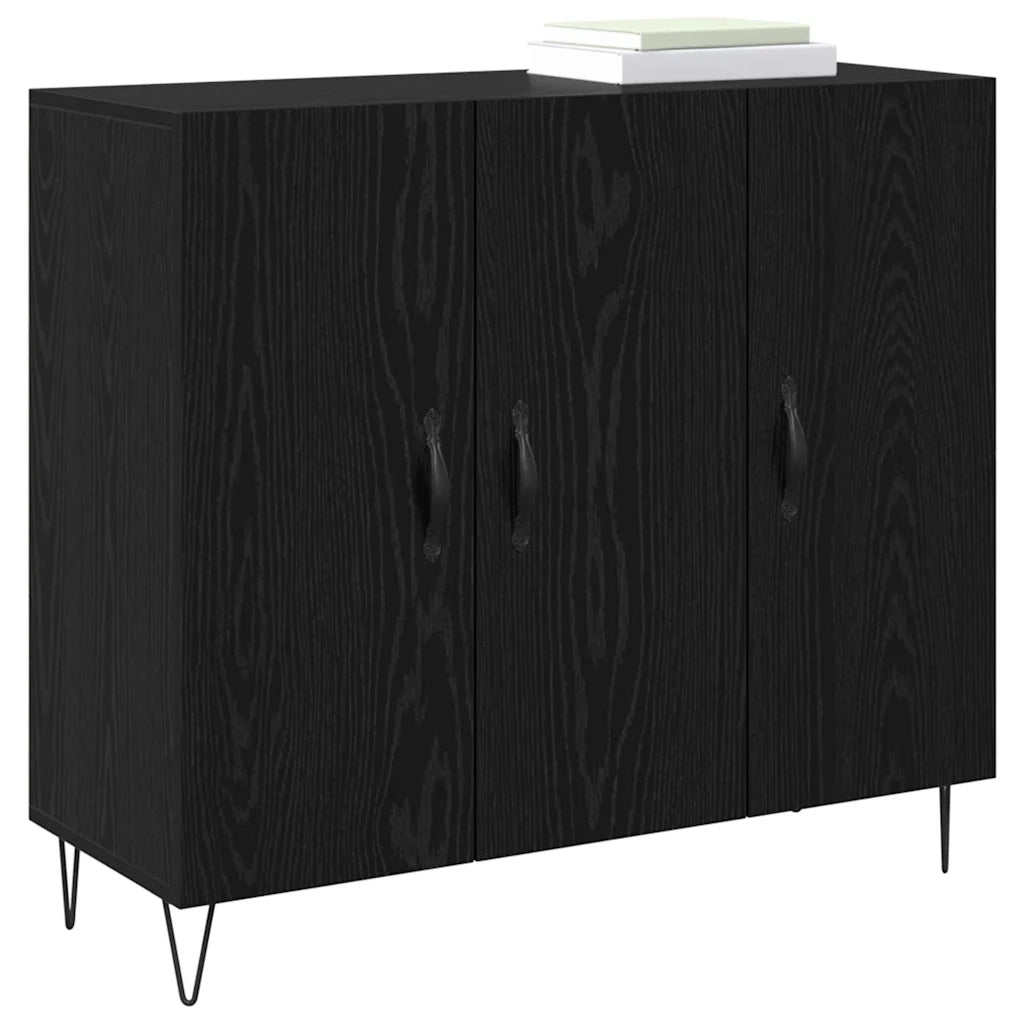 Credenza-Buffet-Armadio da cucina Rovere Nero 90 x 32,5 x 80 cm Legno multistrato
