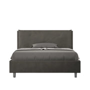 BS COM Letto matrimoniale francese senza rete imbottito 140x190 microfibra grigio Large