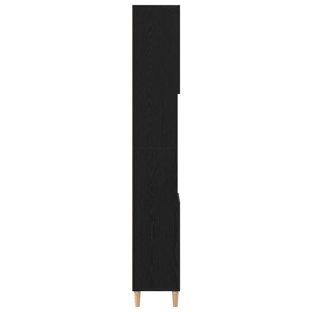 Armadio da bagno  Nero Rovere 30x30x190 cm Legno ingegnerizzato