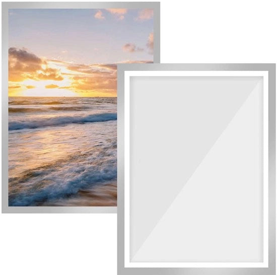 Quadro per diamantopittura - 2 pezzi - 30 x 40 cm - Magnetico - Autoadesivo - Argento - Materiale PVC - Cornice per foto