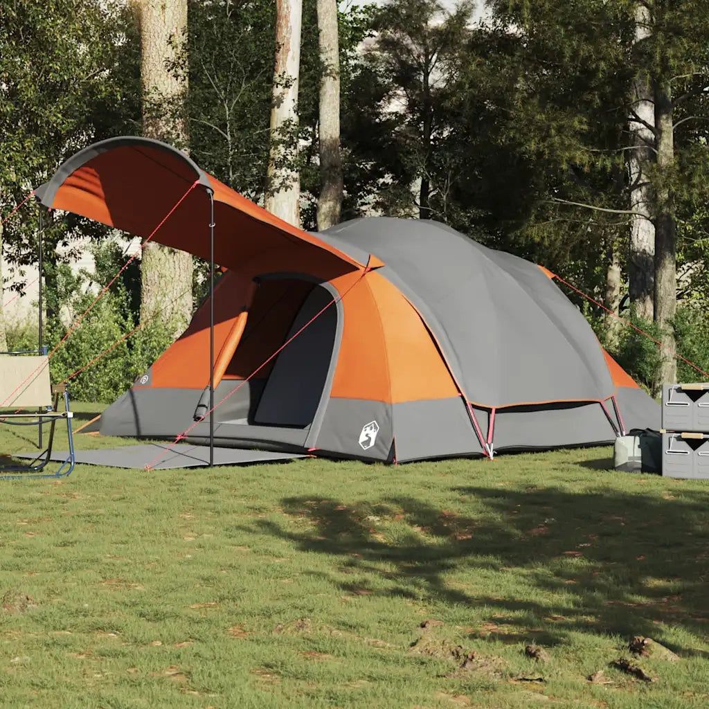Tenda Familiare a Tunnel 8Persone Grigia Arancione Impermeabile 4009551