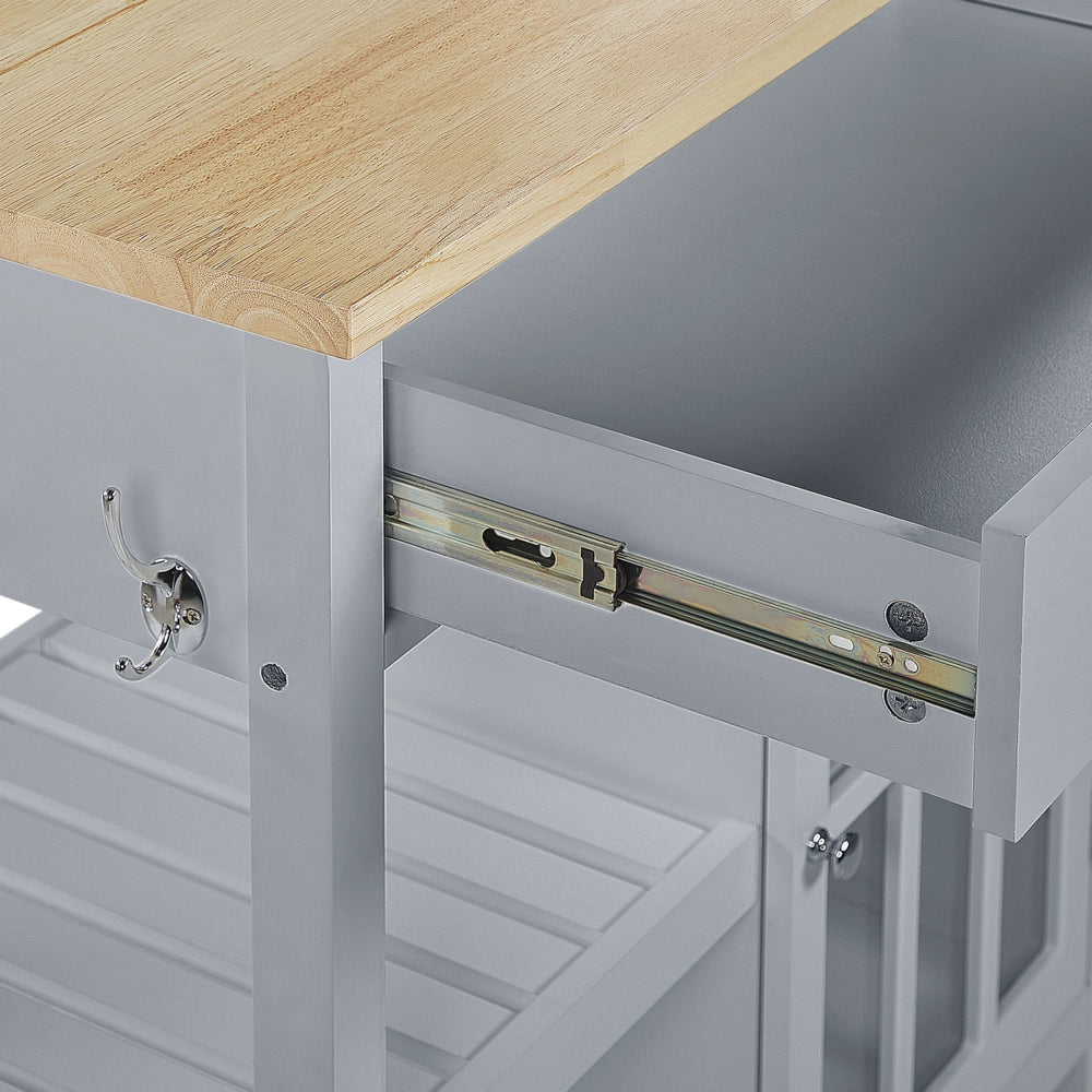Carrello da cucina in MDF grigio legno chiaro con ripiano per armadietto con ripiani Cassetti con ruote scandinavo