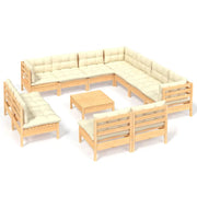 Set di mobili da giardino mobili da esterno 12 pezzi con cuscini color crema legno di pino massiccio 02_0015571