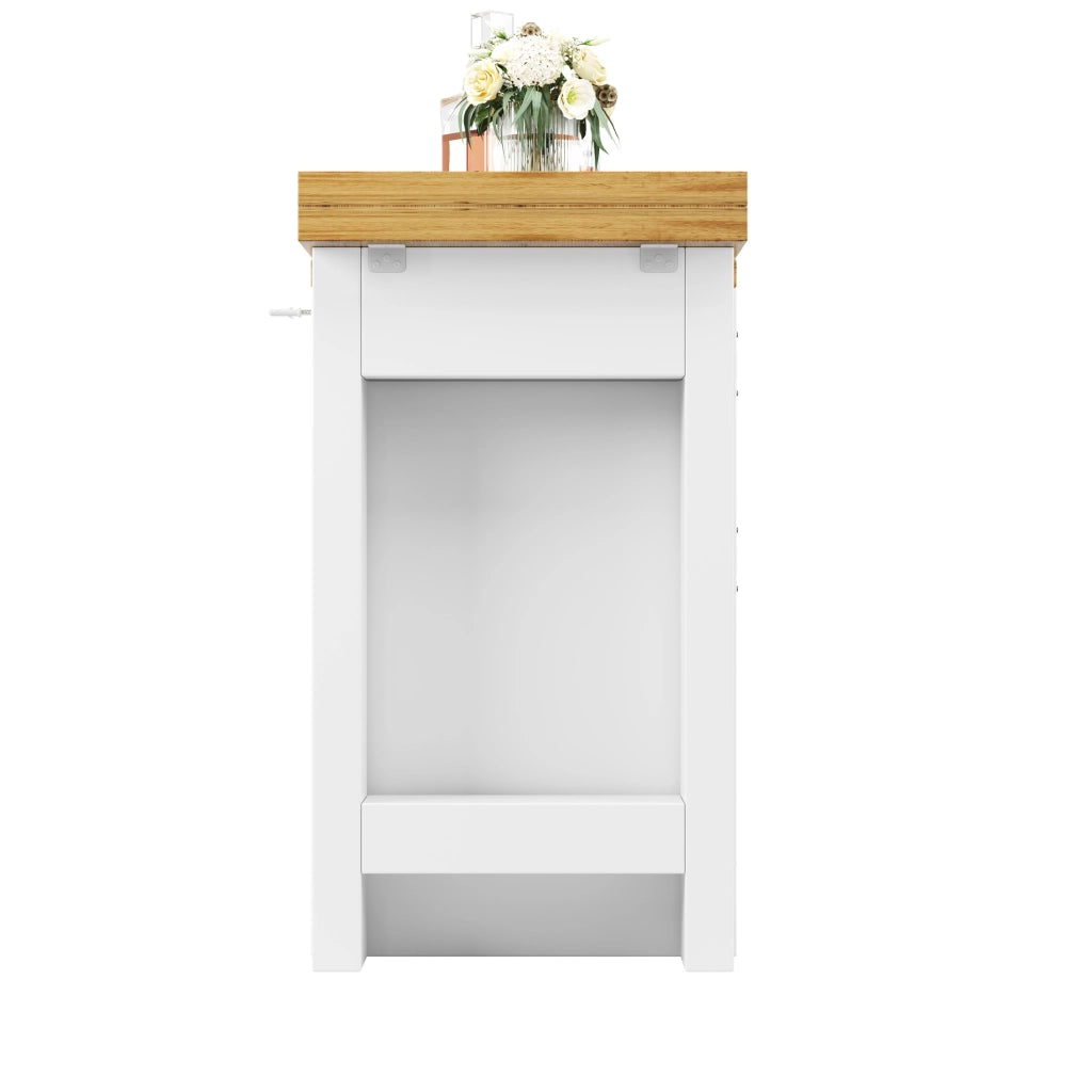 Tavolo da pranzo estensibile 120-197x40 cm con sideboard girevole in MDF bianco