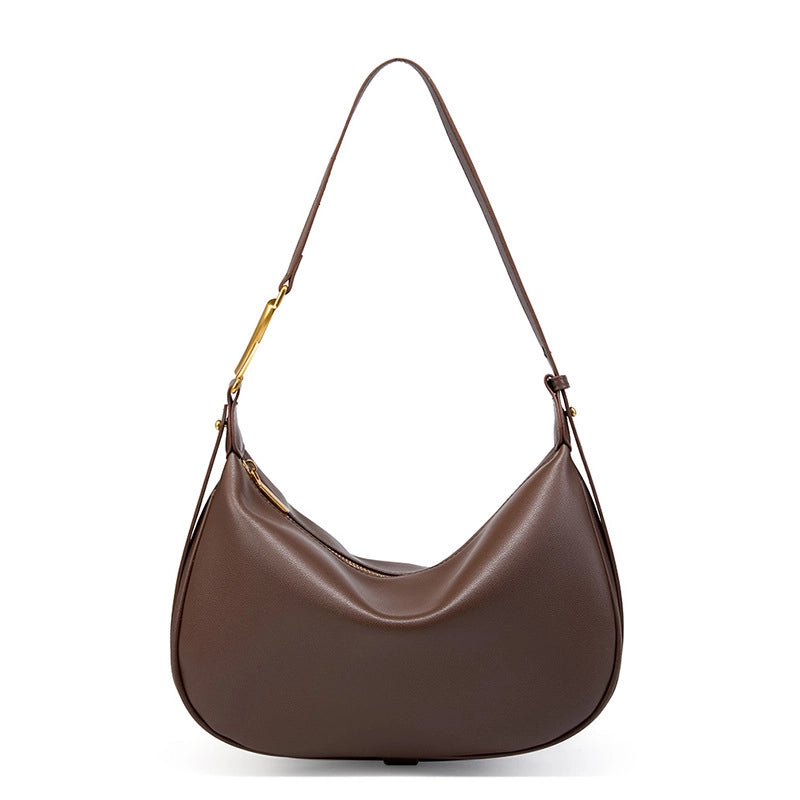 Borsa a tracolla da donna in vera pelle, colore marrone.