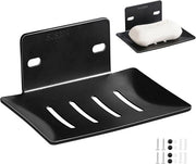 Contenitore di sapone, imballaggio da 2, contenitore di sapone in acciaio inossidabile, scala curva con griglia di scarico, processo di galvanizzazione, con viti, contenitore di sapone per doccia, adatto per cucina, bagno, lavello (117 × 45 mm)