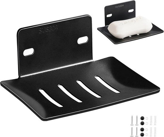 Contenitore di sapone, imballaggio da 2, contenitore di sapone in acciaio inossidabile, scala curva con griglia di scarico, processo di galvanizzazione, con viti, contenitore di sapone per doccia, adatto per cucina, bagno, lavello (117 × 45 mm)