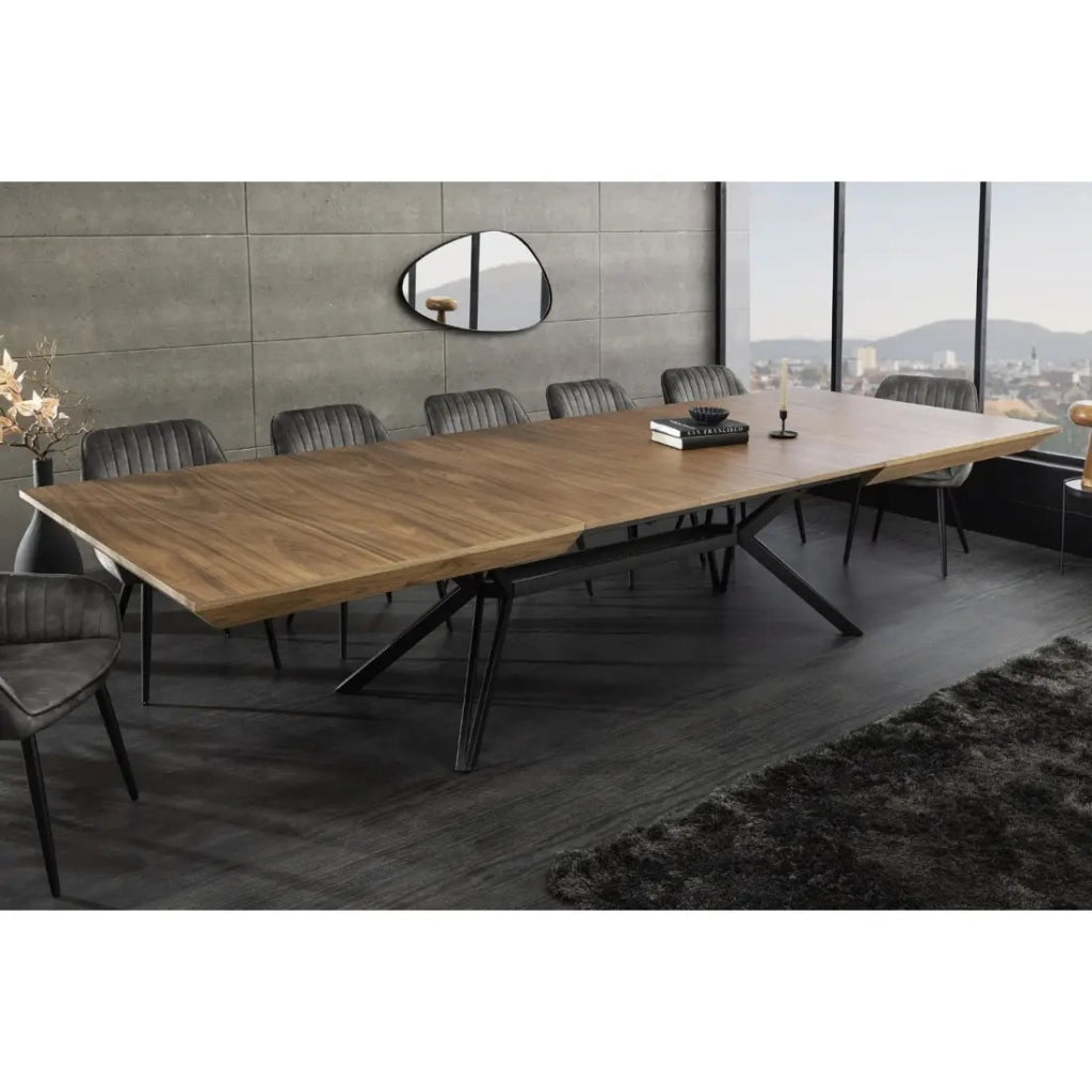 Tavolo da pranzo RADIAM – MDF impiallacciato noce scuro e metallo – 200-320 cm – Allungabile