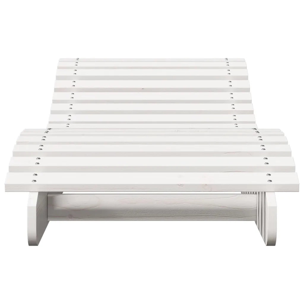 Lettino Prendisole Bianco 205x60x31,5 cm in Legno Massello Pino 832574