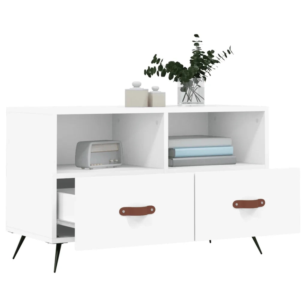 Mobile Porta TV Bianco 80x36x50 cm in Legno Multistrato 828940