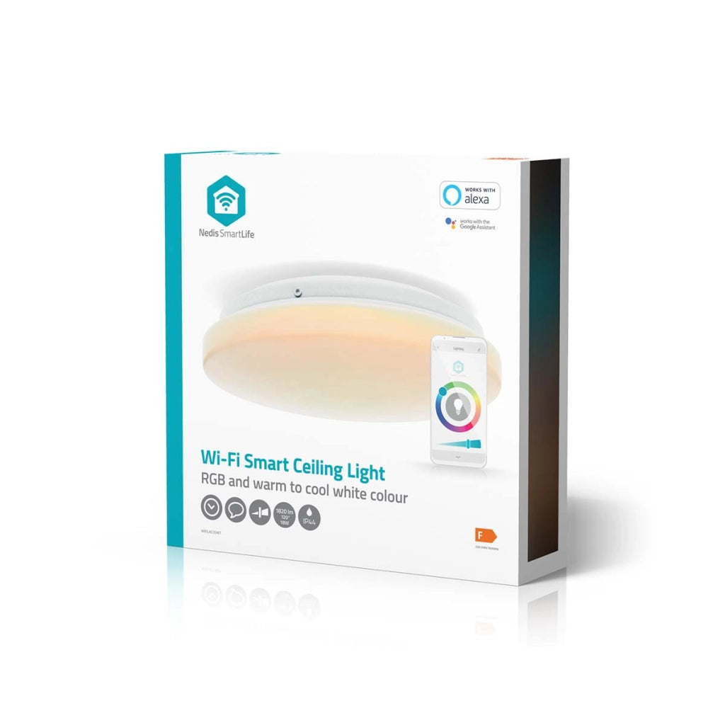 Plafoniera rotonda RGB Wi-Fi intelligente IP44 1820lm 6500k Bianco Nedis