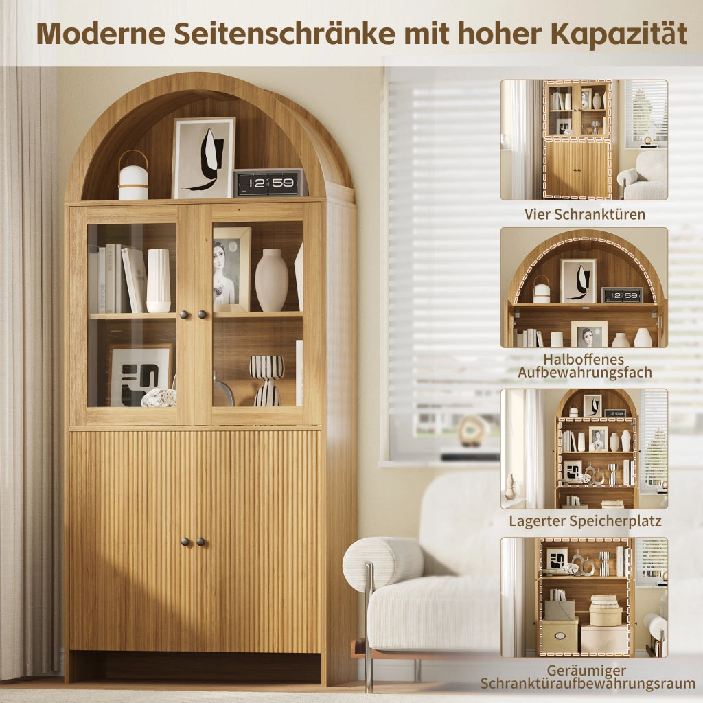 Credenza con Vetrina e Ante ¨C Xylo ¨C Bianco, Legno, Design Moderno