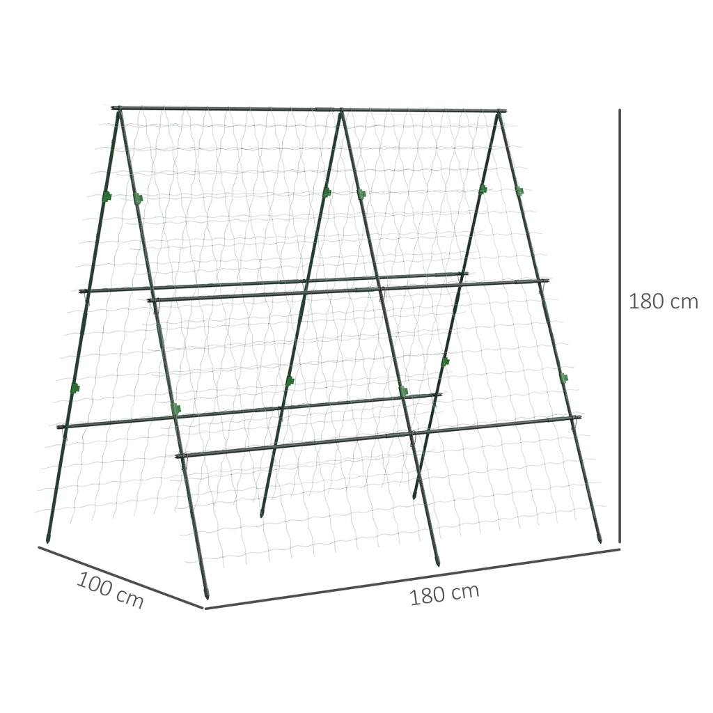 Supporto per Piante Rampicanti Triangolare ¨C Xylo ¨C Struttura in Acciaio Verde 180x100x180 cm