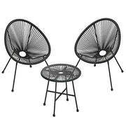 Set di 3 mobili da giardino sedie da esterno Acapulco con tavolo in vetro nero 12_0001655