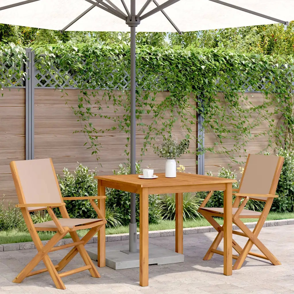 Sedie da Giardino 2pz Tortora Legno Massello Acacia e Tessuto