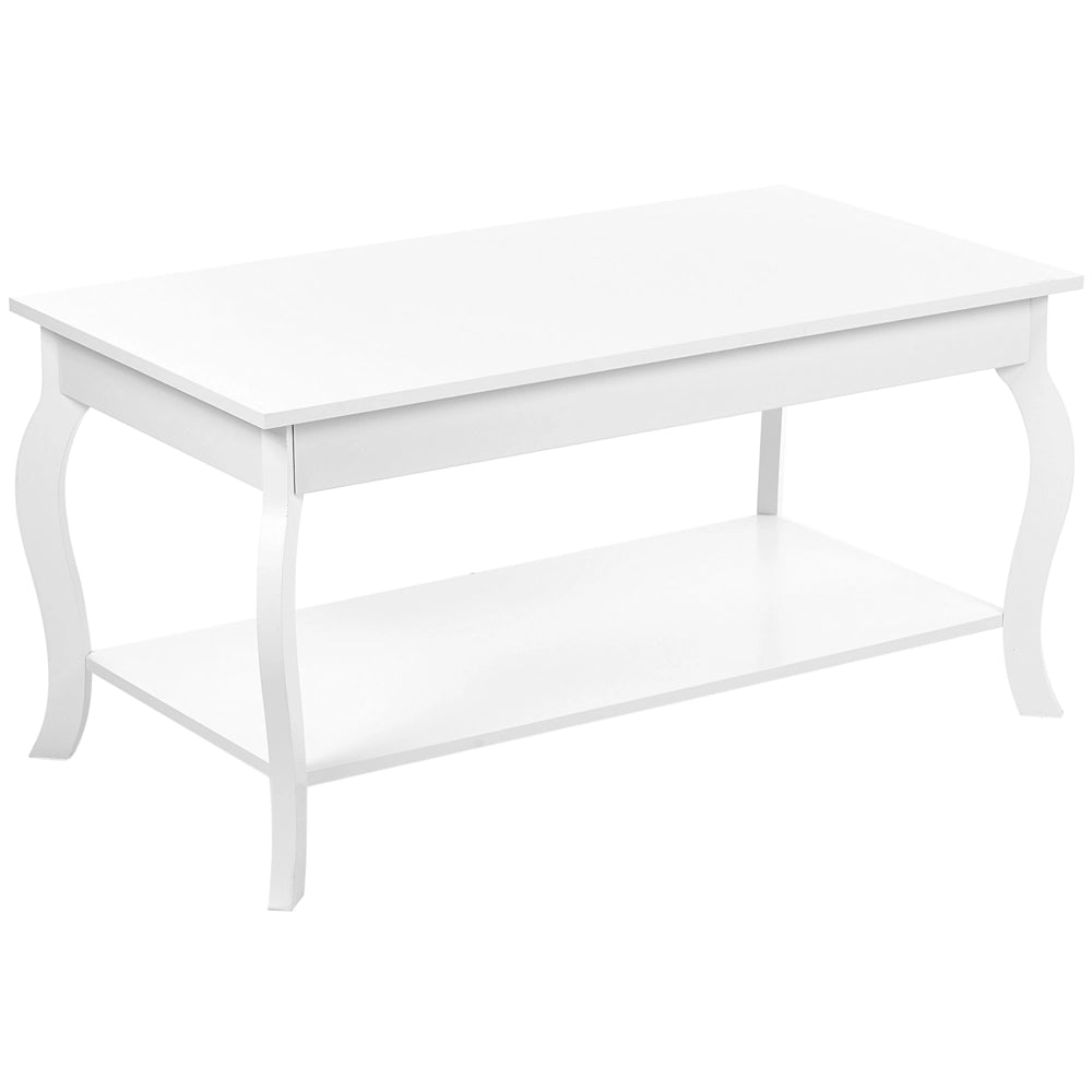 Tavolino bianco in MDF 101 x 55 cm con ripiano Design classico Soggiorno