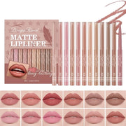 Kit di riempimento labbra a mattoncino 12 pezzi - Riempimento labbra romo e matto - Impermeabile e lungo durata - Kit di riempimento labbra - Tono zucchero - Cipria per labbra